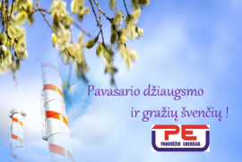 Pavasario džiaugsmo ir gražių švenčių  linki AB „Panevėžio energija“